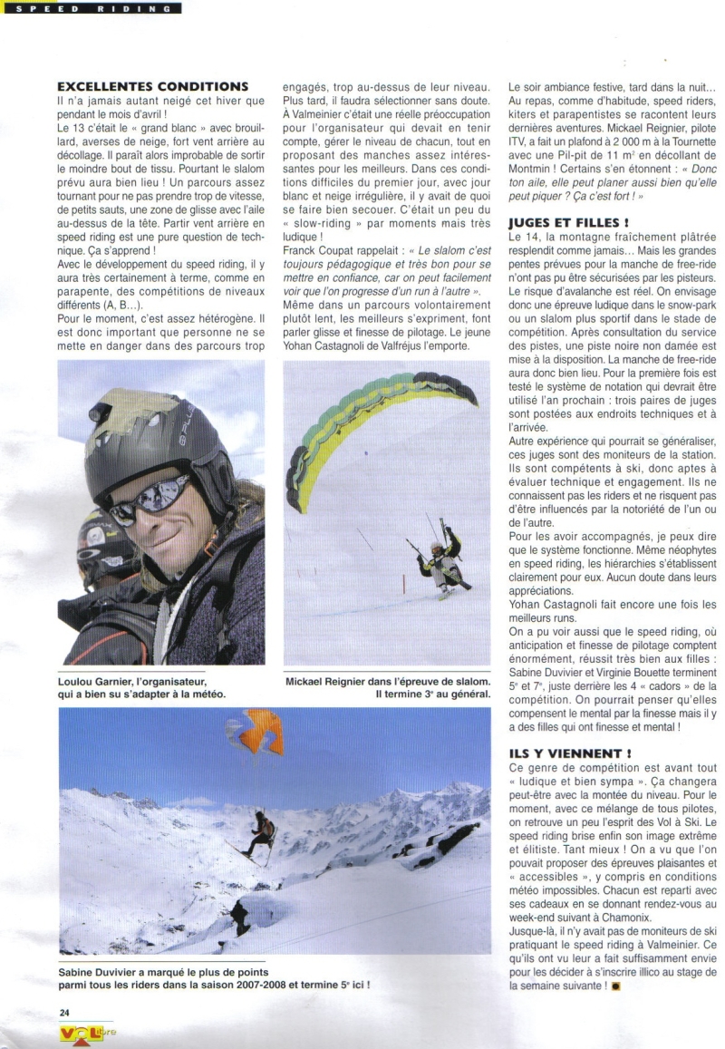 Vol libre - avril 2008 - Chanpionnat speedriding 